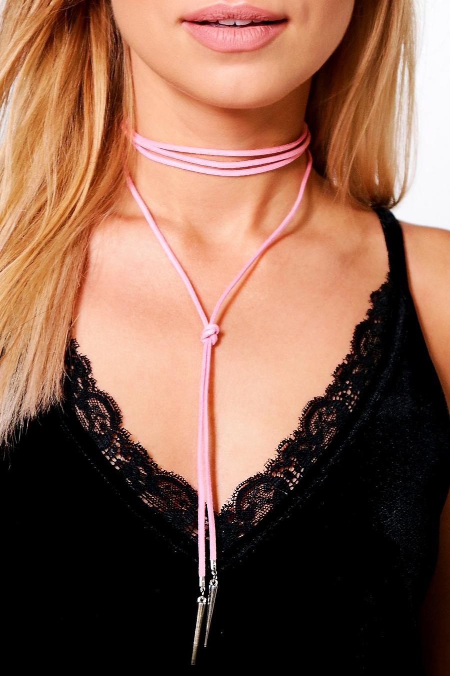 Pink Lucie Spike Tip Wrap Around Choker image number 1