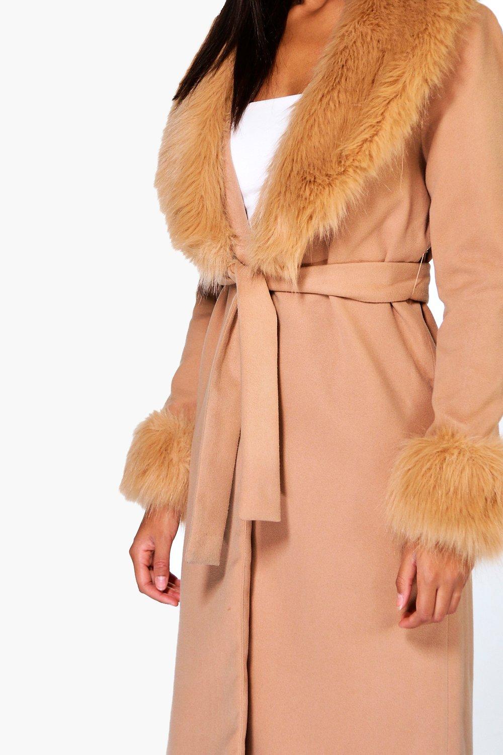 Amelie Faux Fur Cuff and Collar Coat