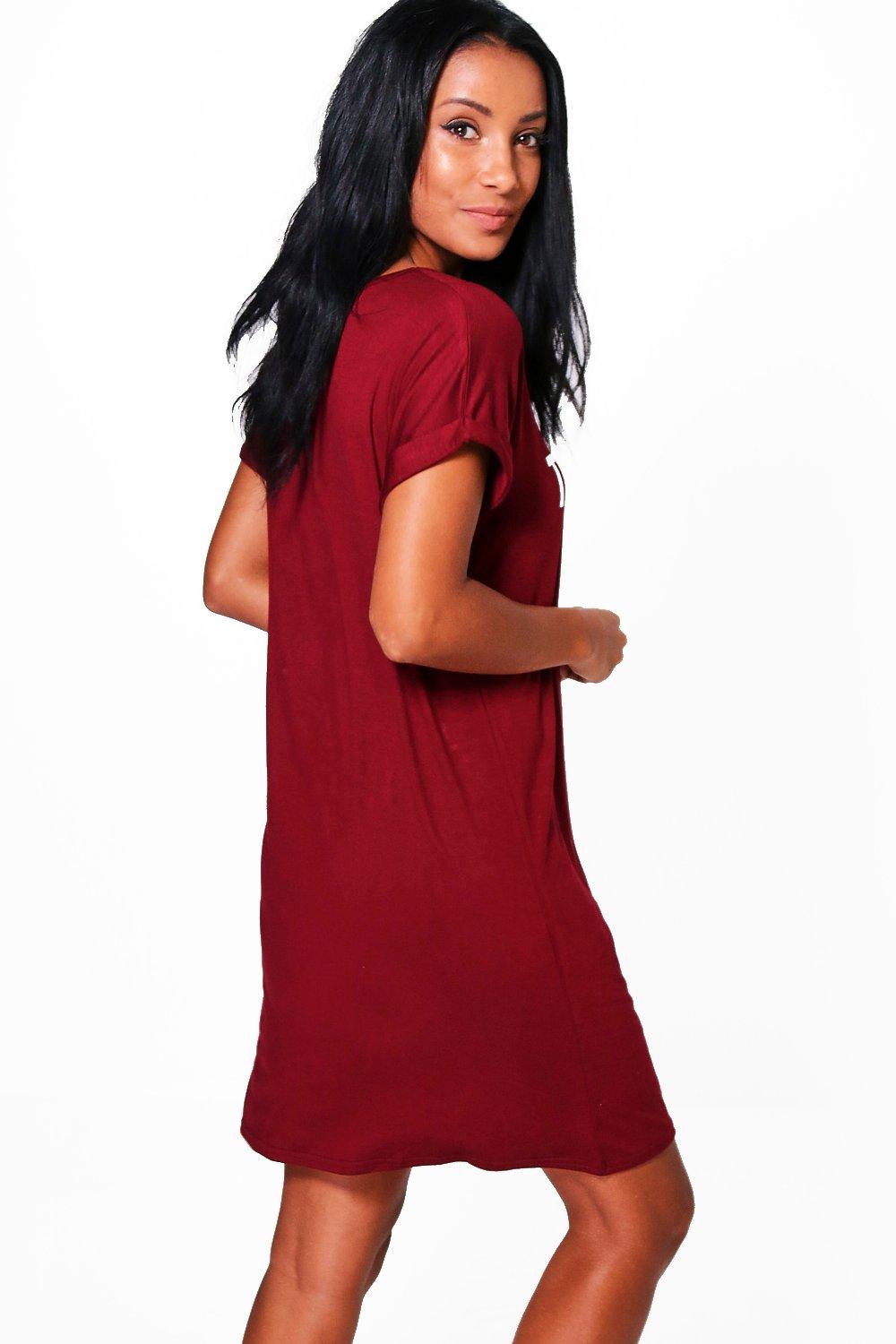 Maroon t shirt dress sales