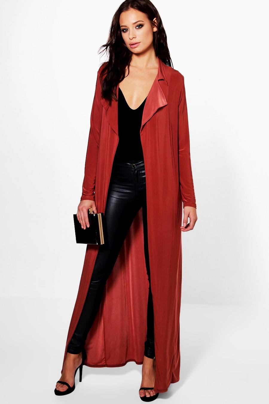 Amber orange Eve Slinky Maxi Duster Trench image number 1