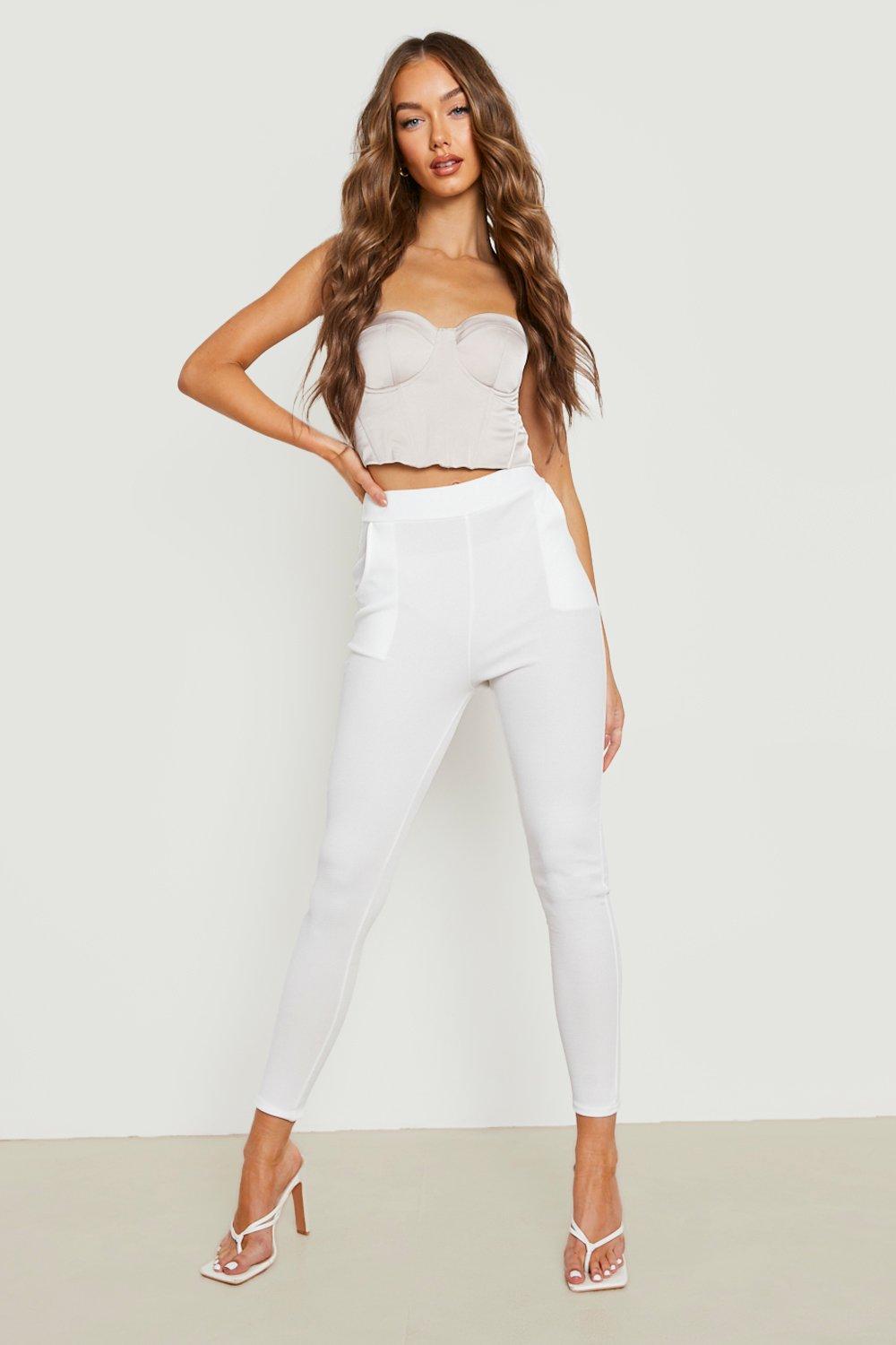 White tight shop trousers