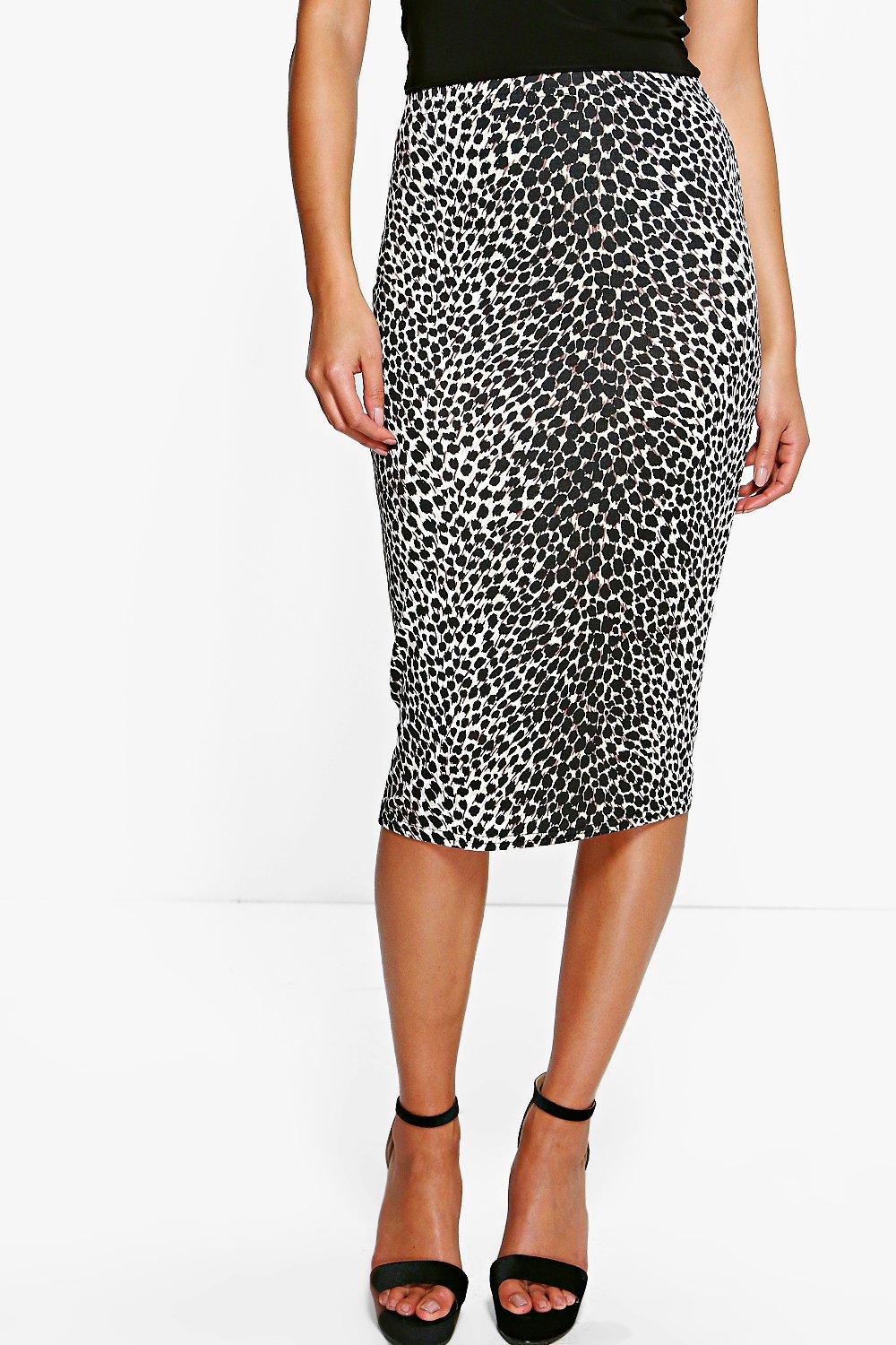 leopard print bodycon midi skirt