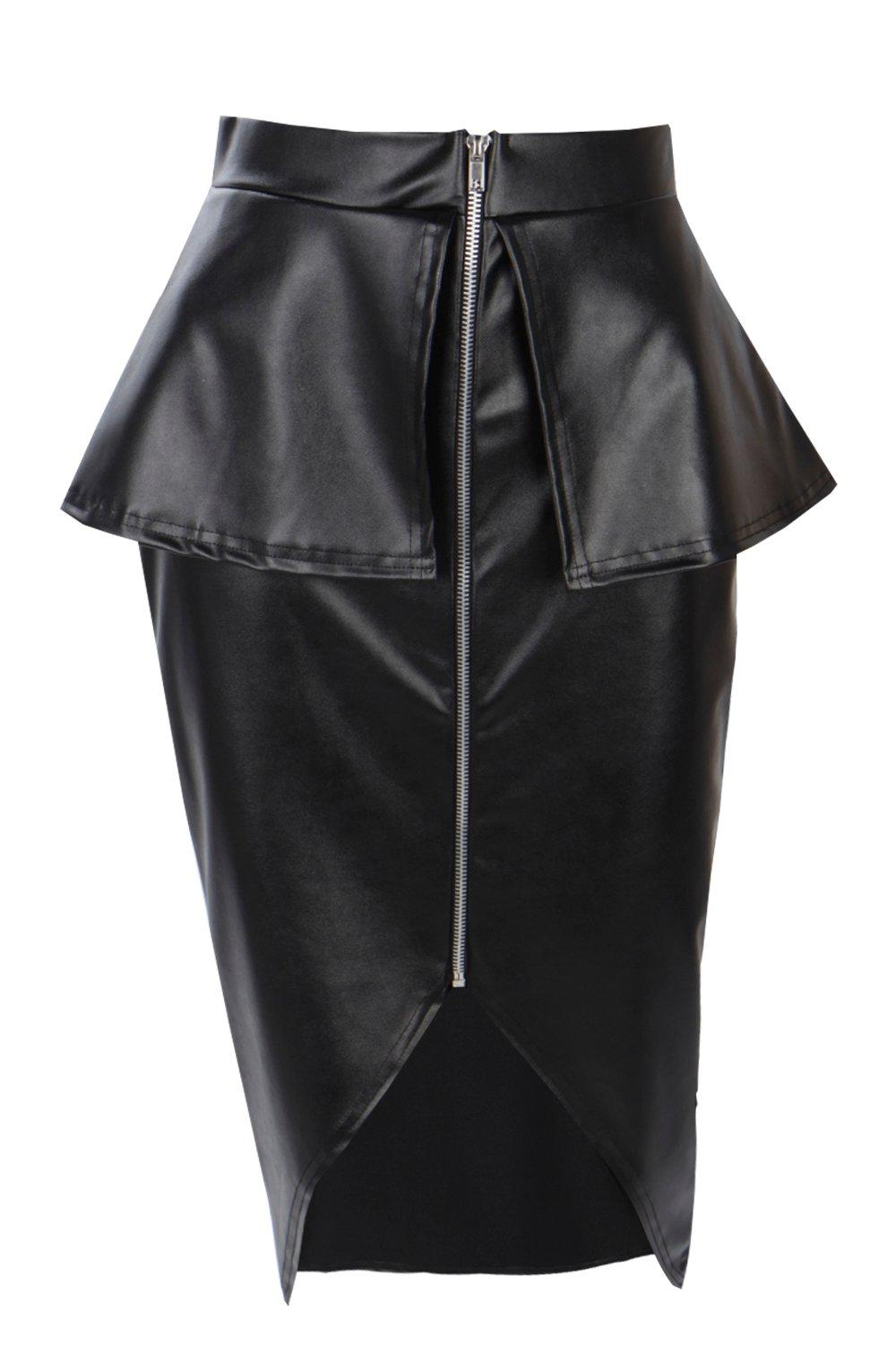 Peplum top leather skirt