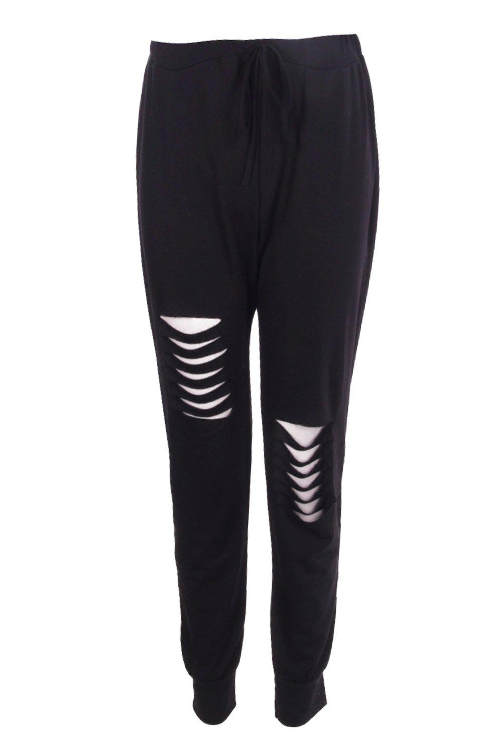 Black ripped joggers womens online