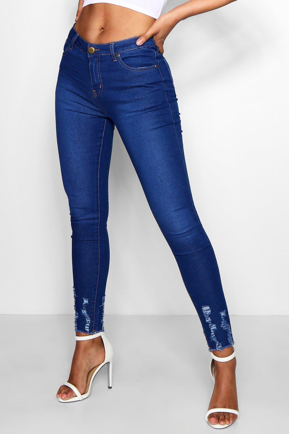 distressed hem jeans