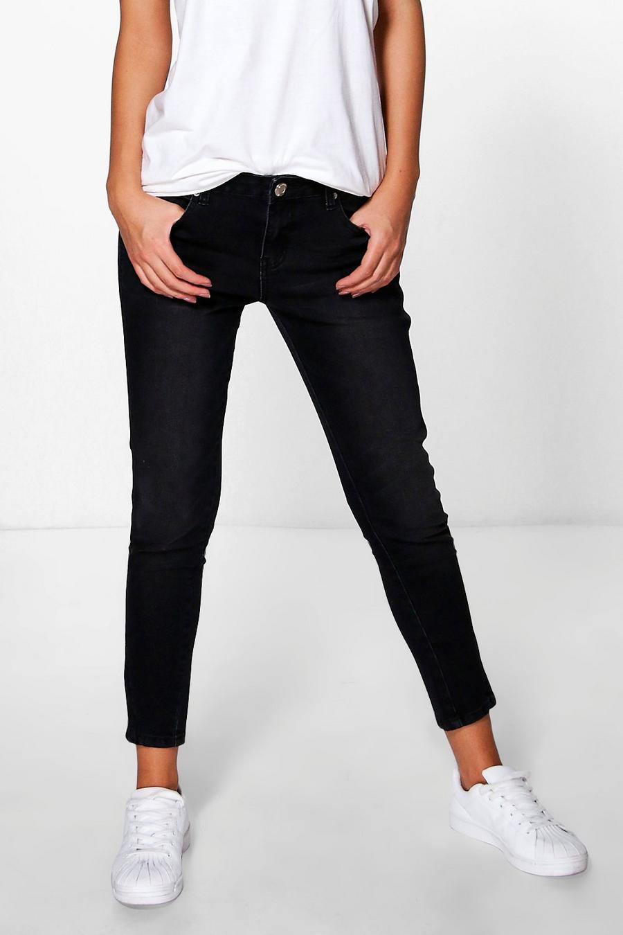 abby jeans skinny a vita alta con righe laterali, Canna di fucile image number 1