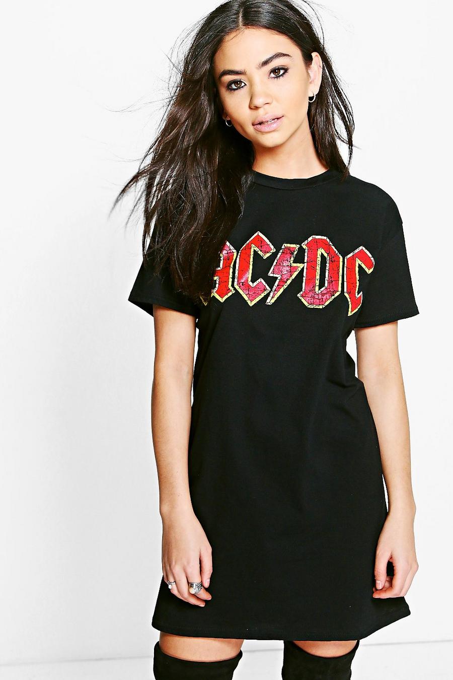 Lucy Lizenziertes AC/DC-T-Shirt-Kleid, Schwarz image number 1