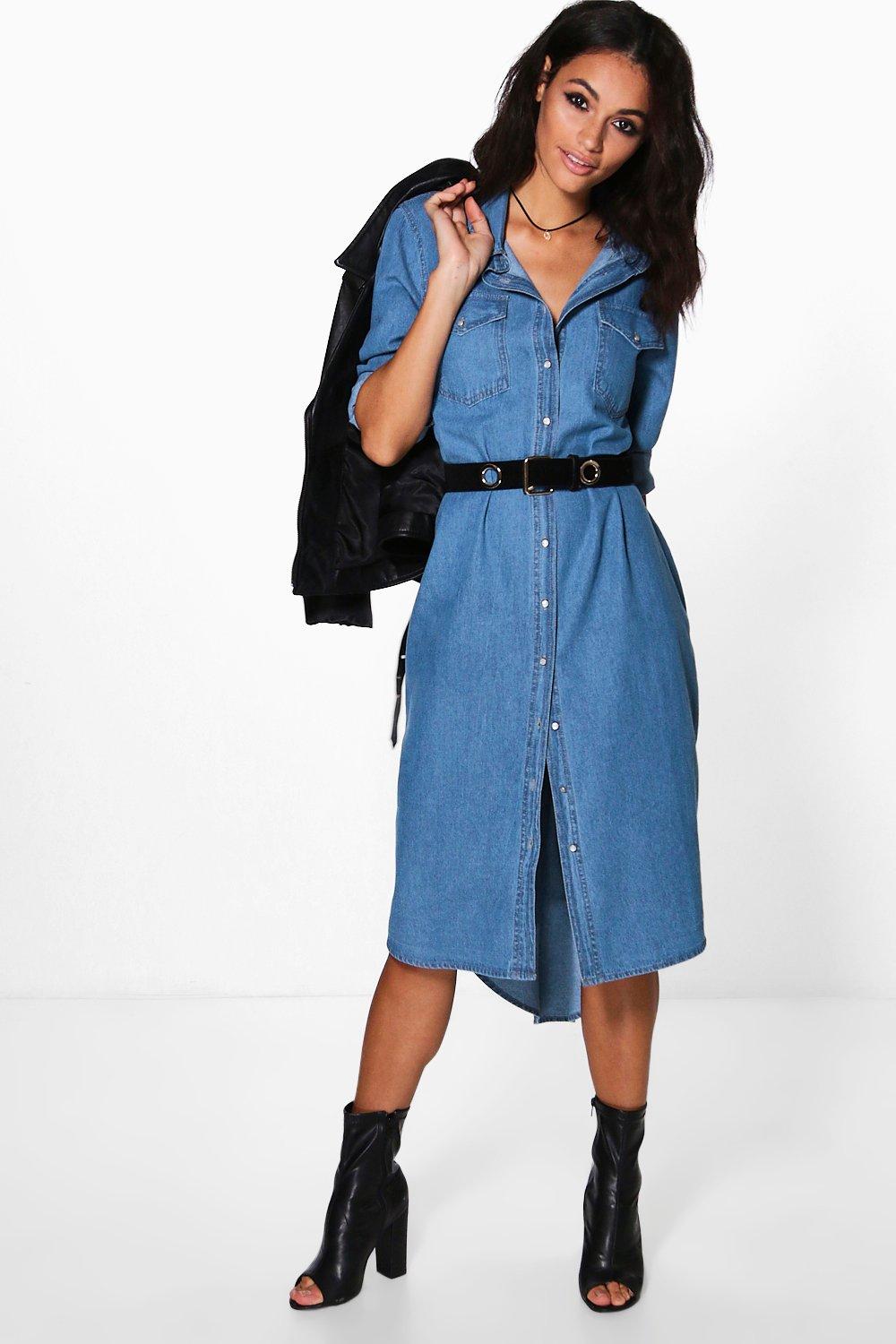 boohoo denim shirt dress