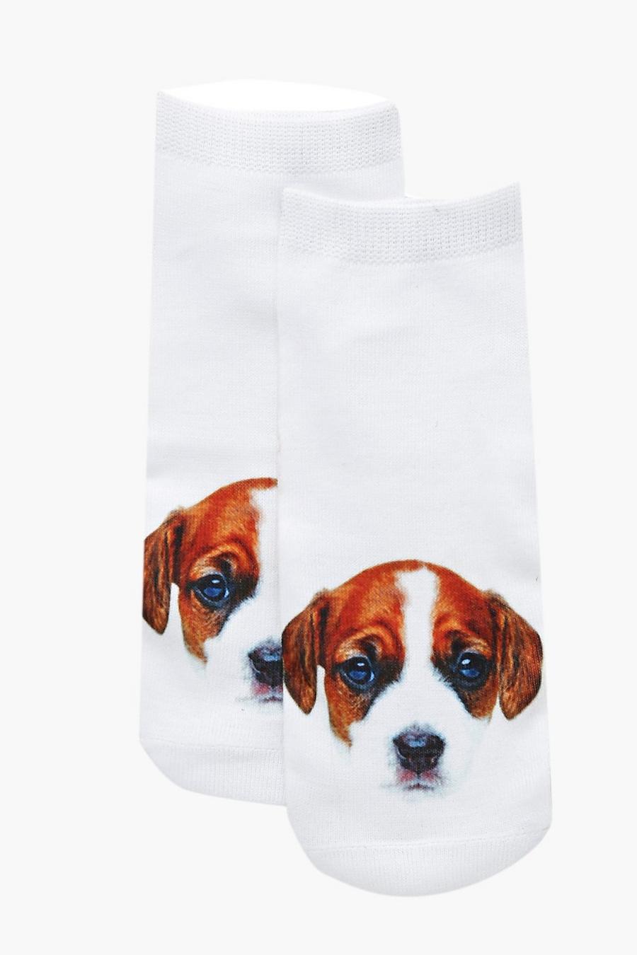 White Libby Jack Russel Puppy Ankle Socks image number 1