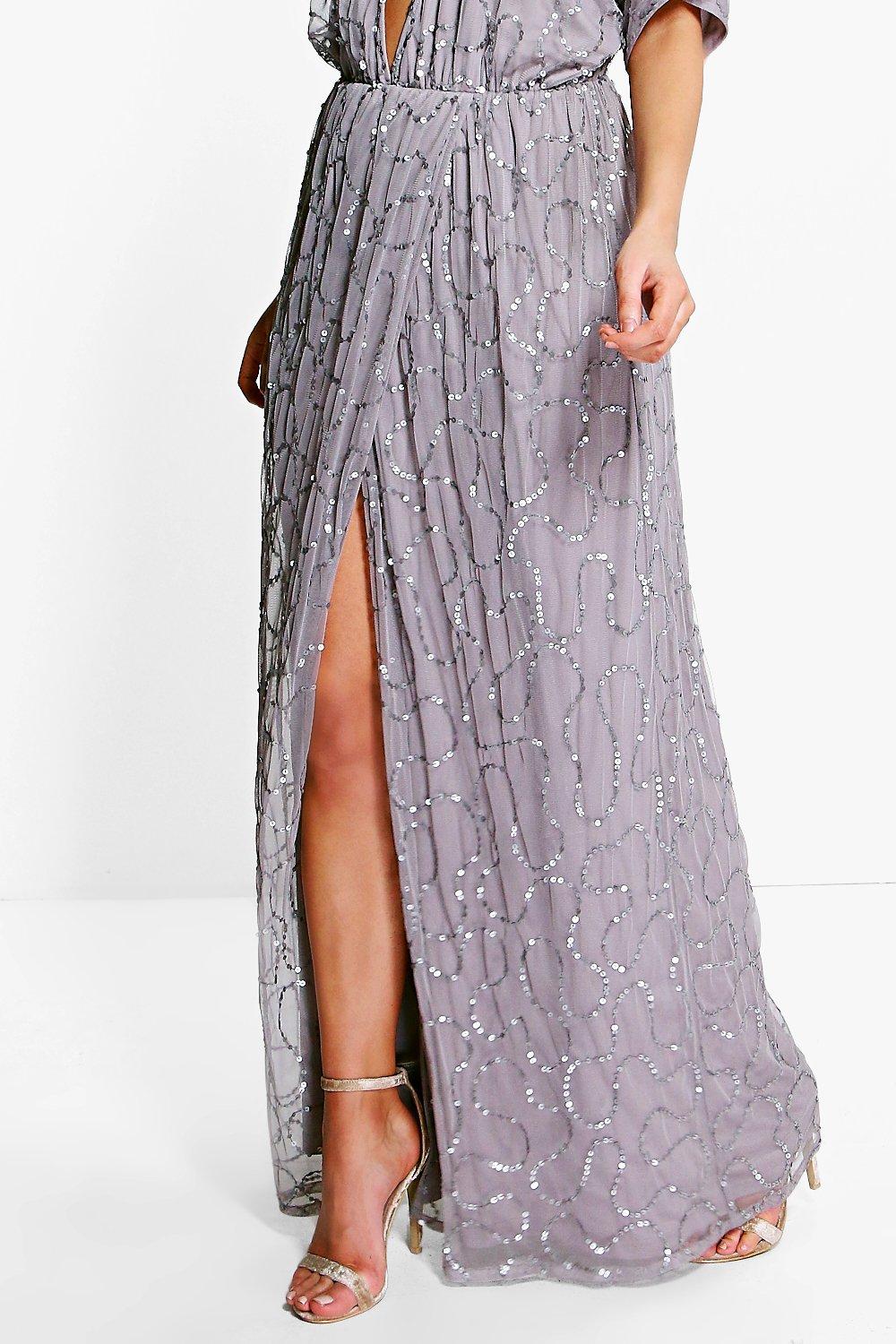 boutique sequin plunge maxi dress