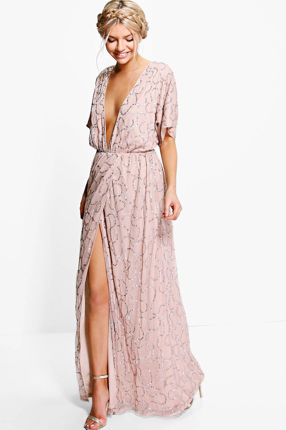 boutique sequin plunge maxi dress