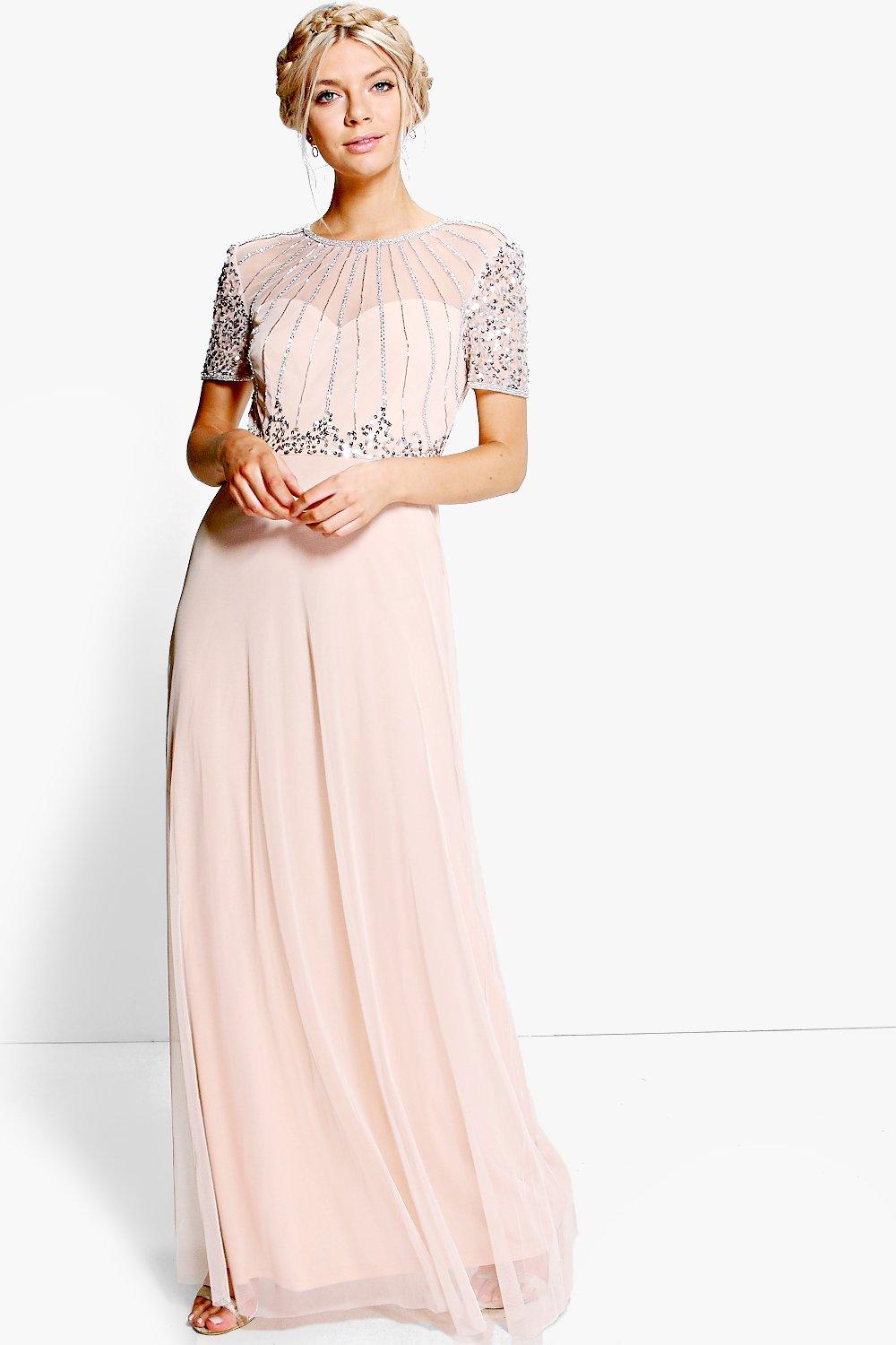 blush beaded maxi dress