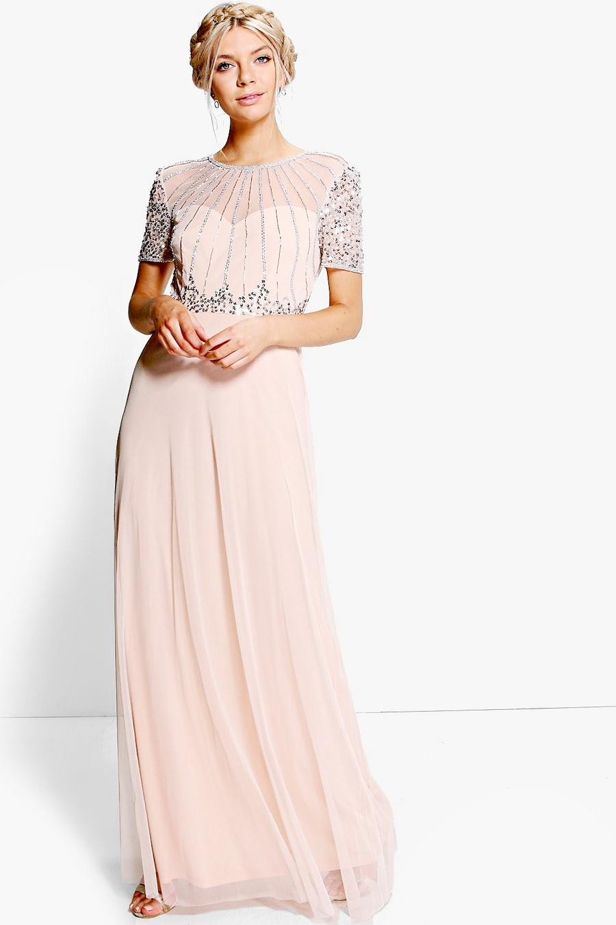 Blush rose Boutique Beaded Maxi Bridesmaid Dress image number 1