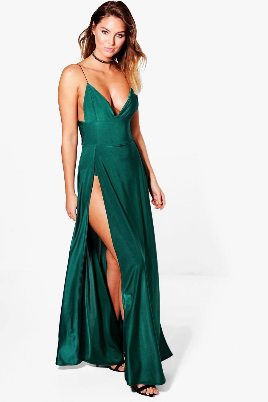 Emerald Lilibeth Double Thigh Split Slinky Maxi Dress image number 1