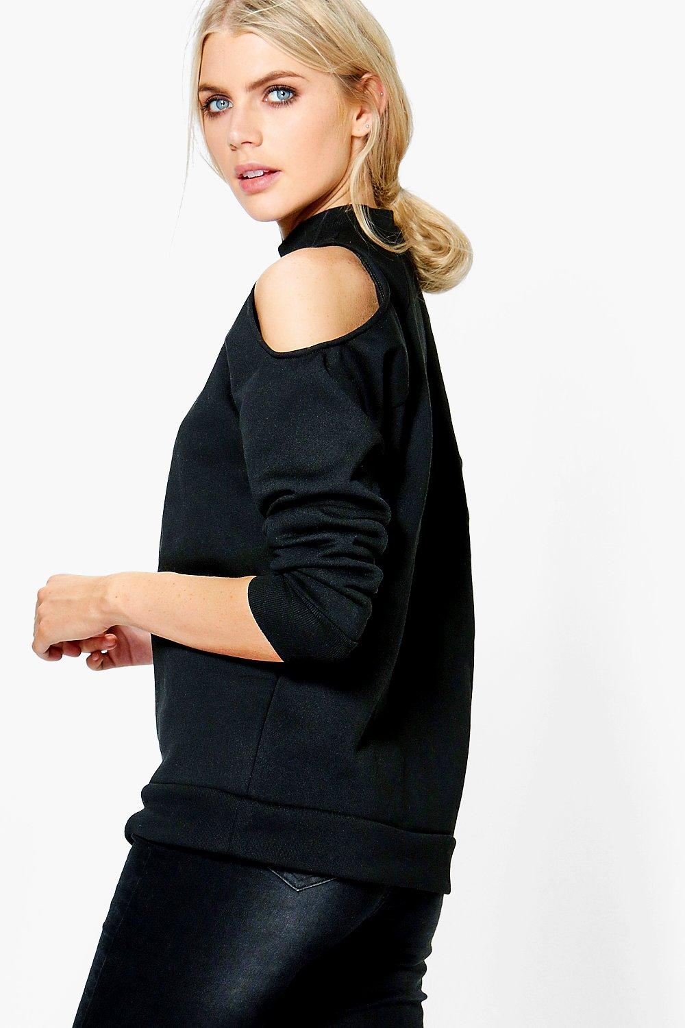 cut out shoulder sweatshirt