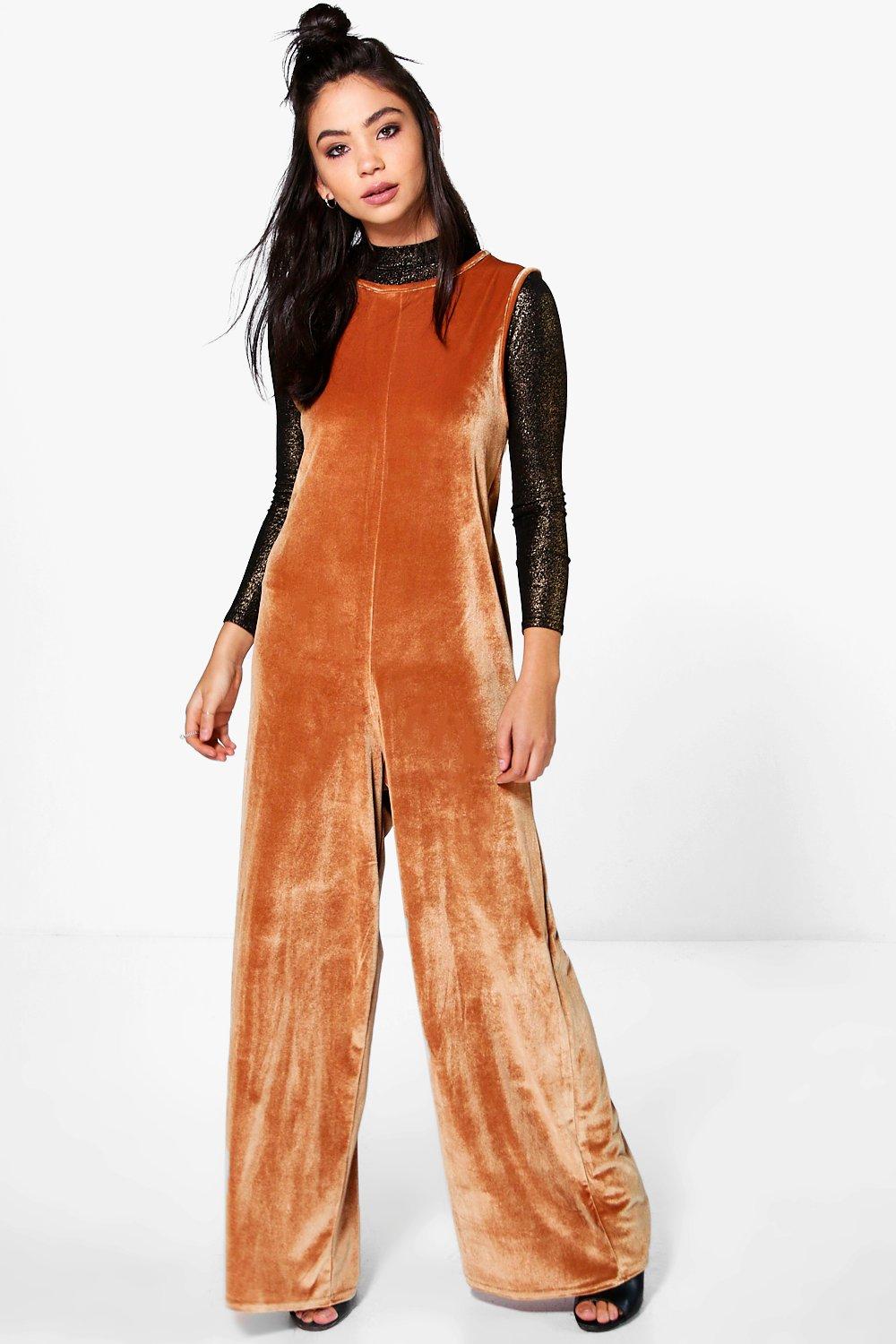 velvet jumpsuit boohoo