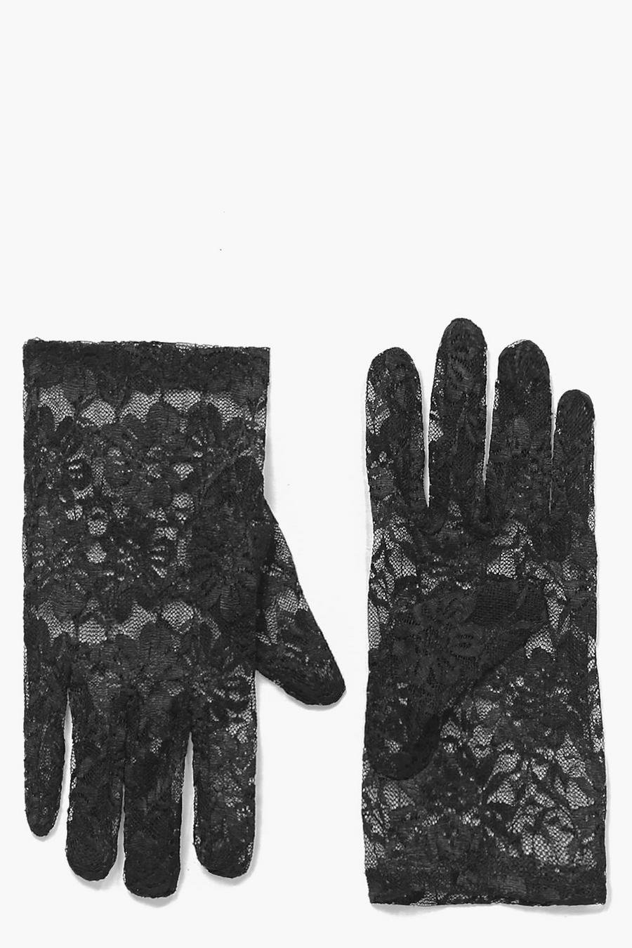 Black schwarz Halloween Laura Lace Gloves image number 1
