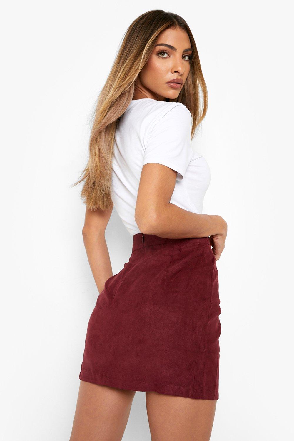 Burgundy skirt outlet boohoo