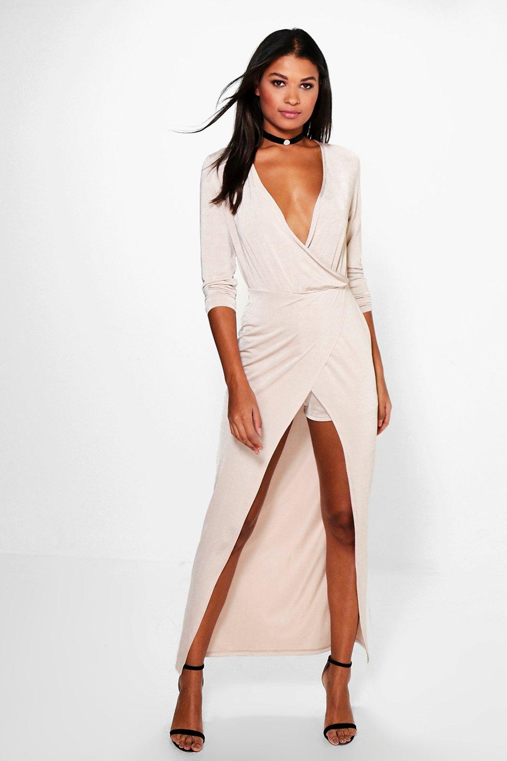 deep plunge wrap dress