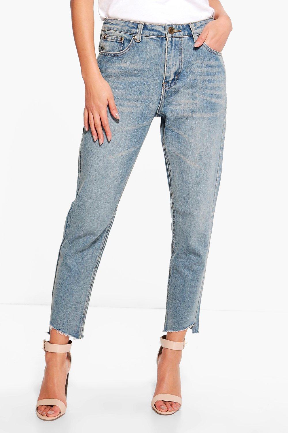 Jenny Low Rise Destroyed Hem Boyfriend Jeans Boohoo Norway