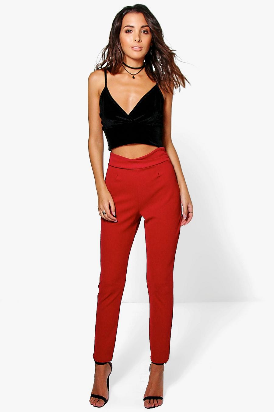Berry Basic High Waist Crepe Skinny Stretch Pants image number 1