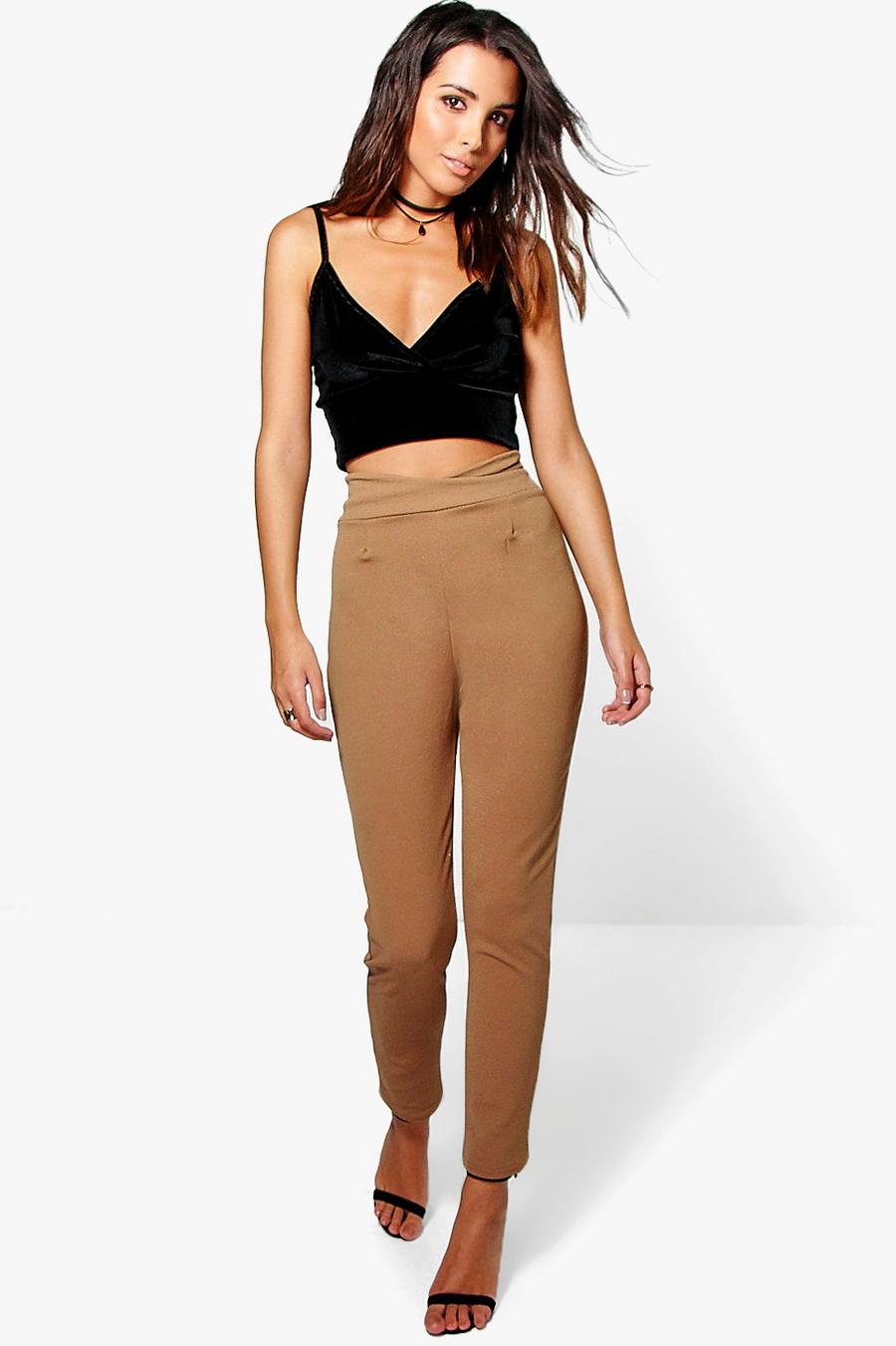 Kameel Basic Skinny Crêpe Stretch Broek Met Hoge Taille image number 1