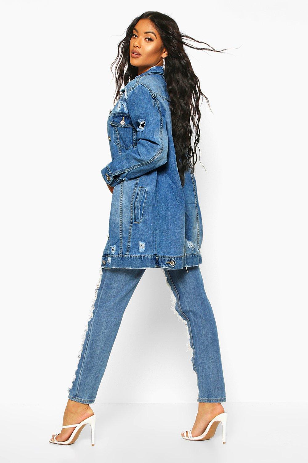 Womens longline sales denim jacket