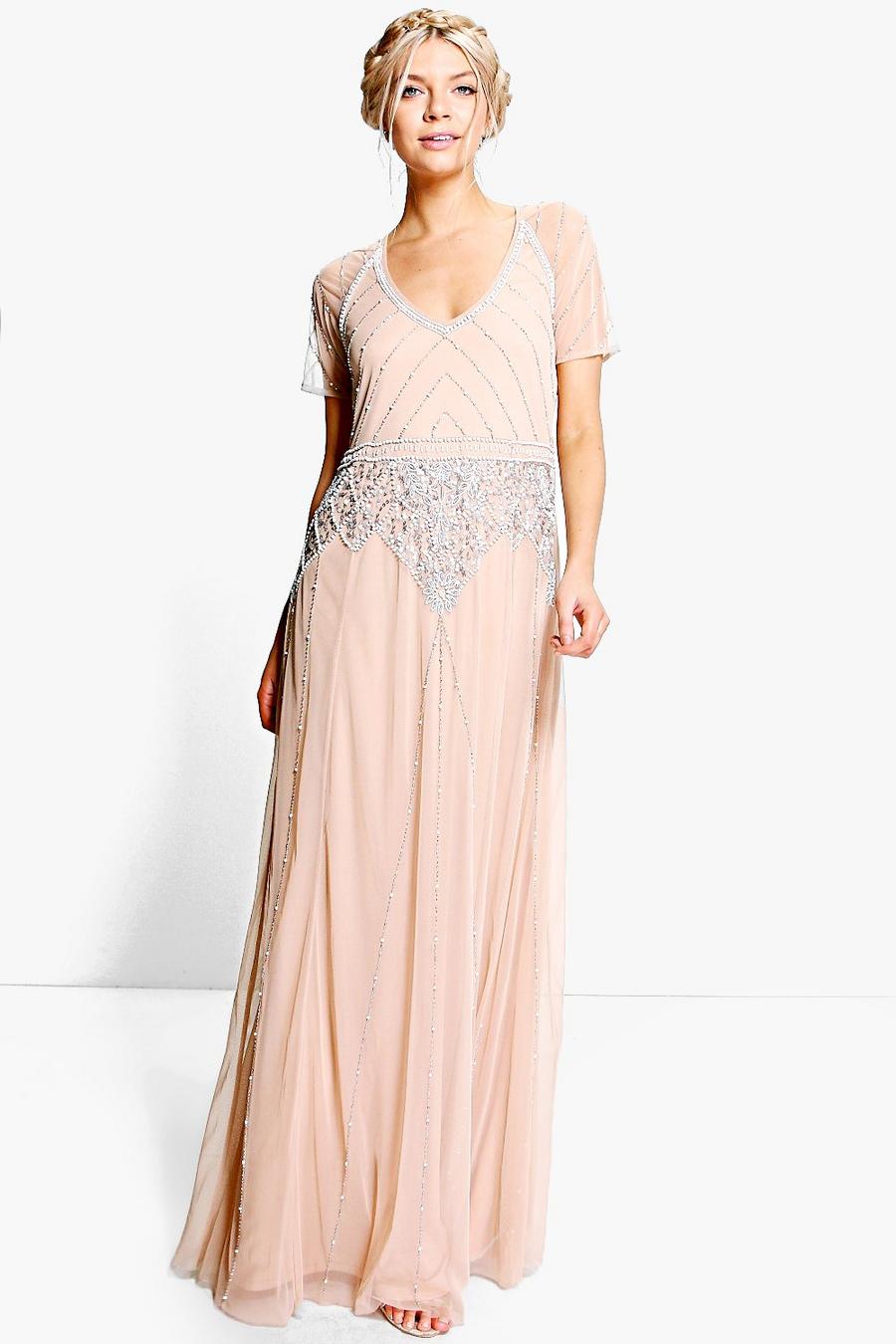 Nude Boutique Beaded Cap Sleeve Maxi Bridesmaid Dress image number 1