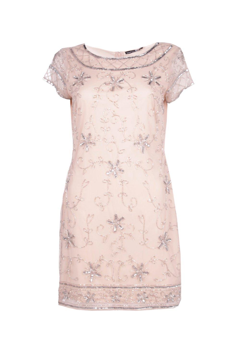 boohoo embellished shift dress