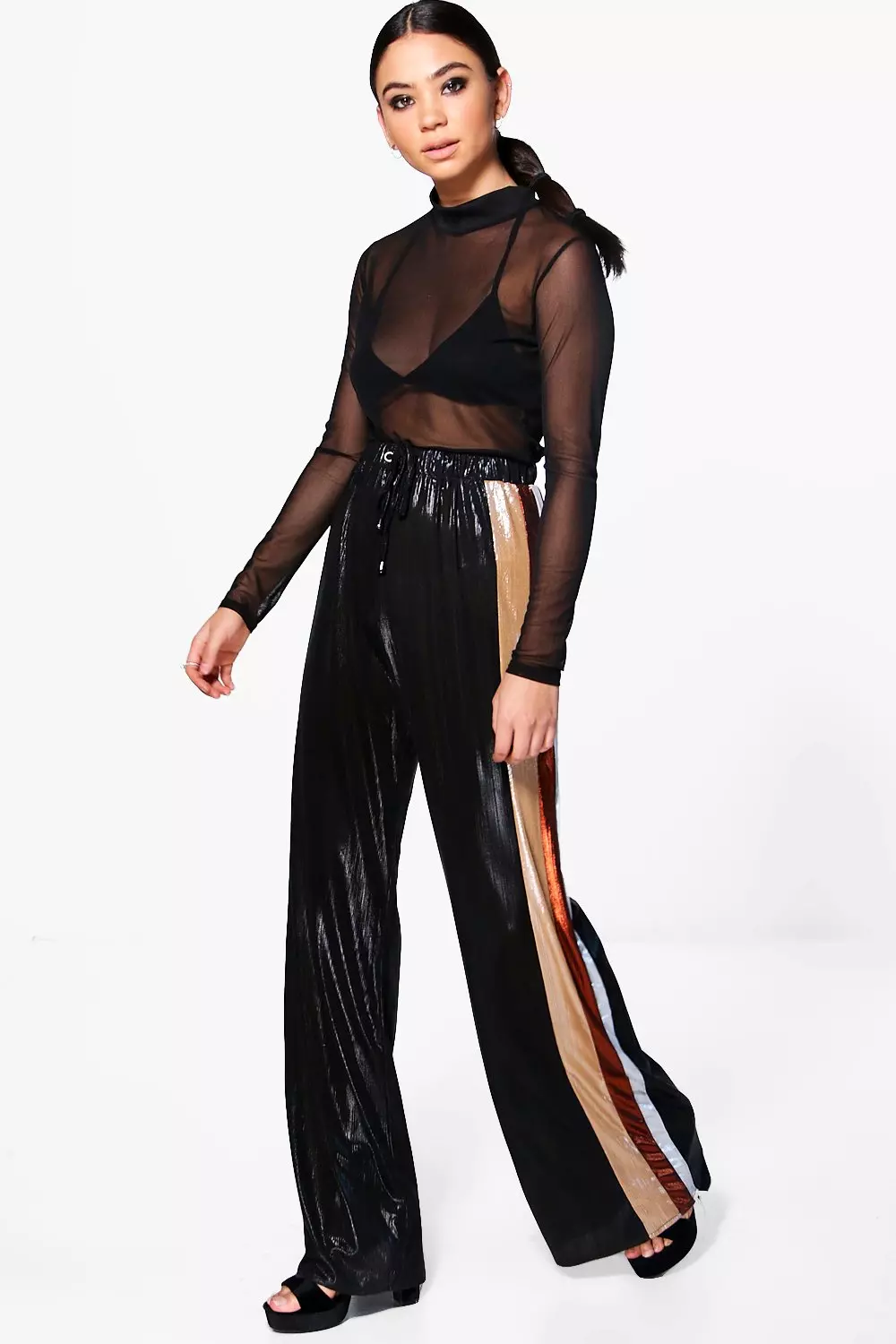 Glitter side stripe store trousers