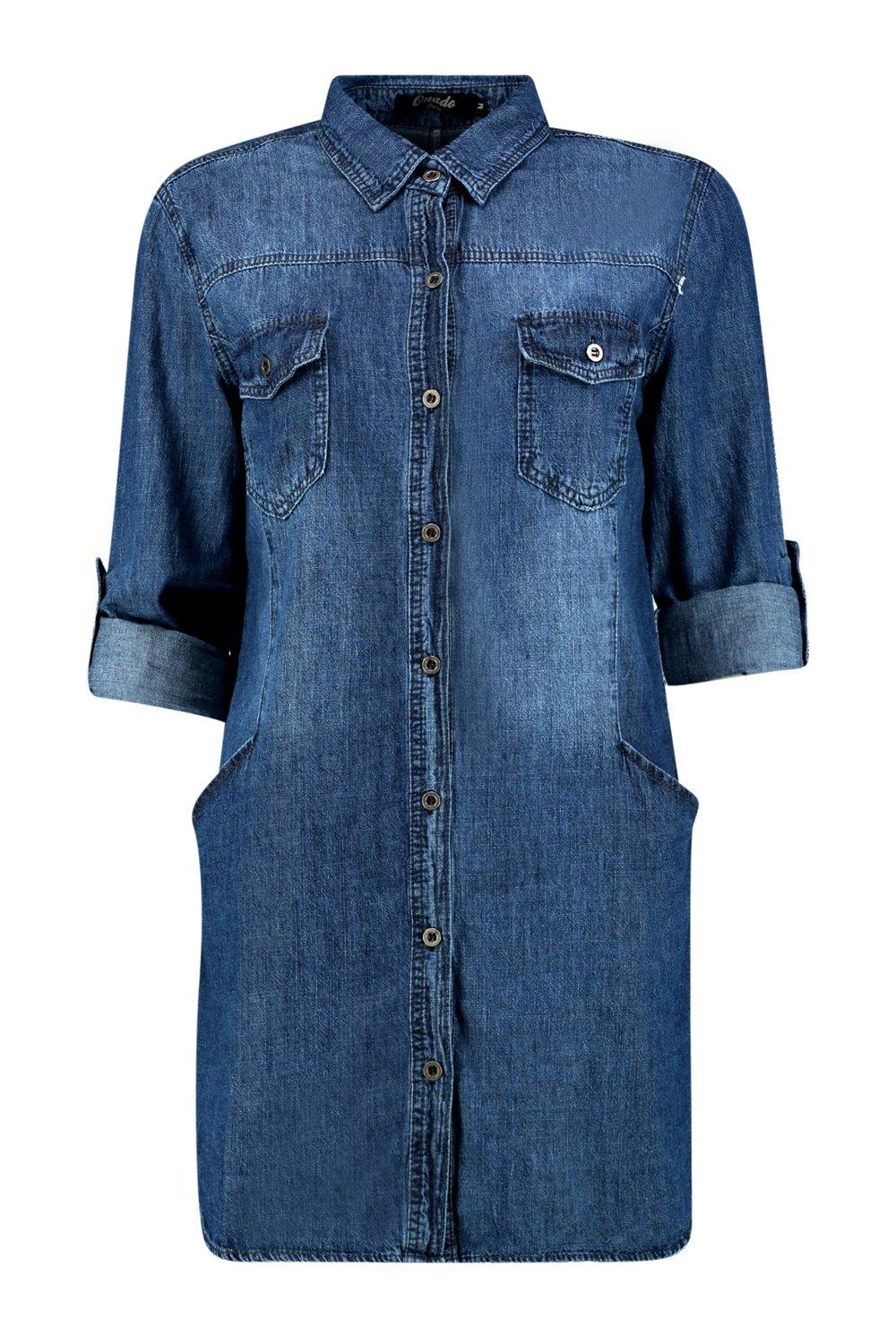 HSMQHJWE Women'S Denim Shirt Elbow Sleeve Women Shirts Dress Tops