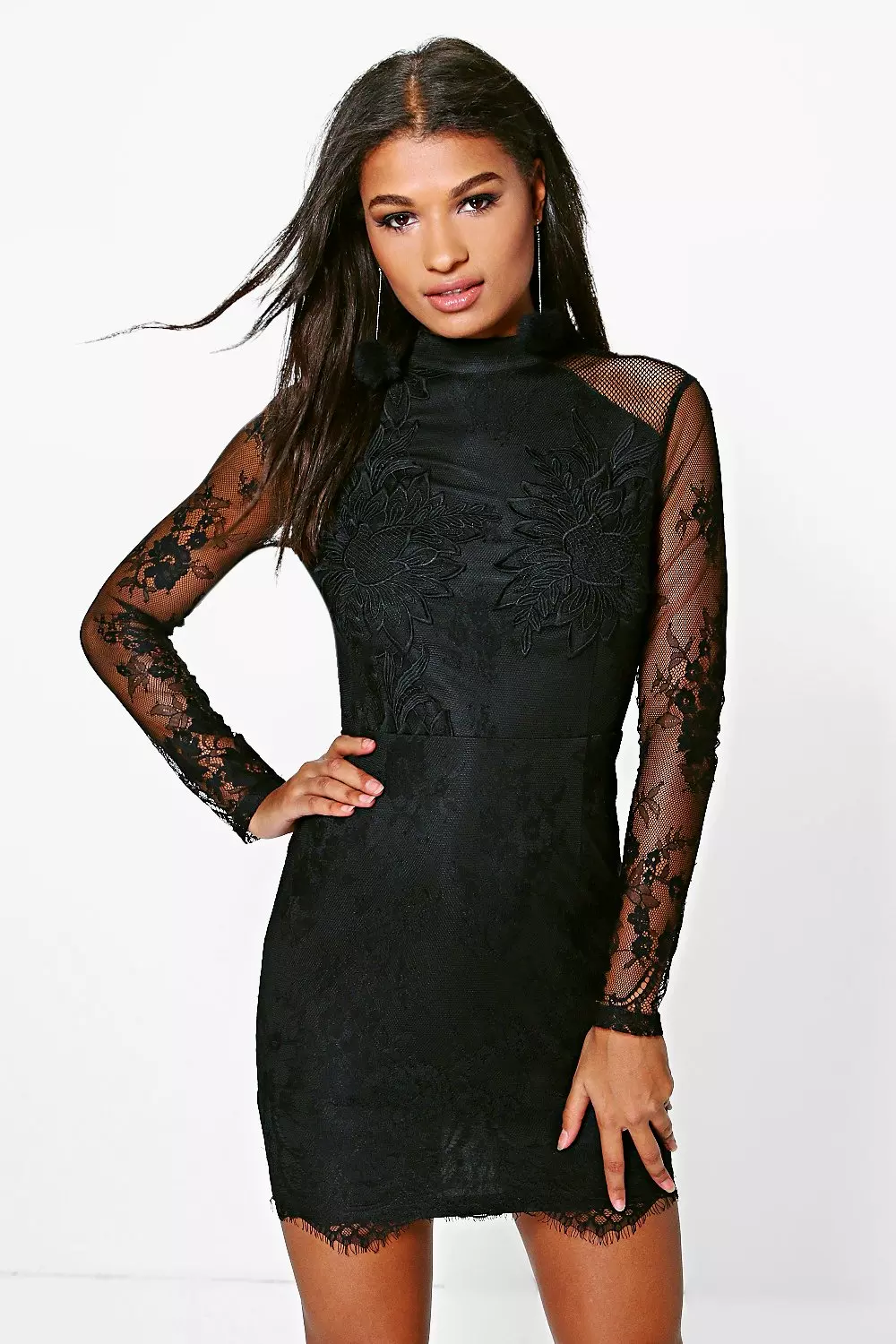 Boohoo eyelash outlet lace bodycon dress