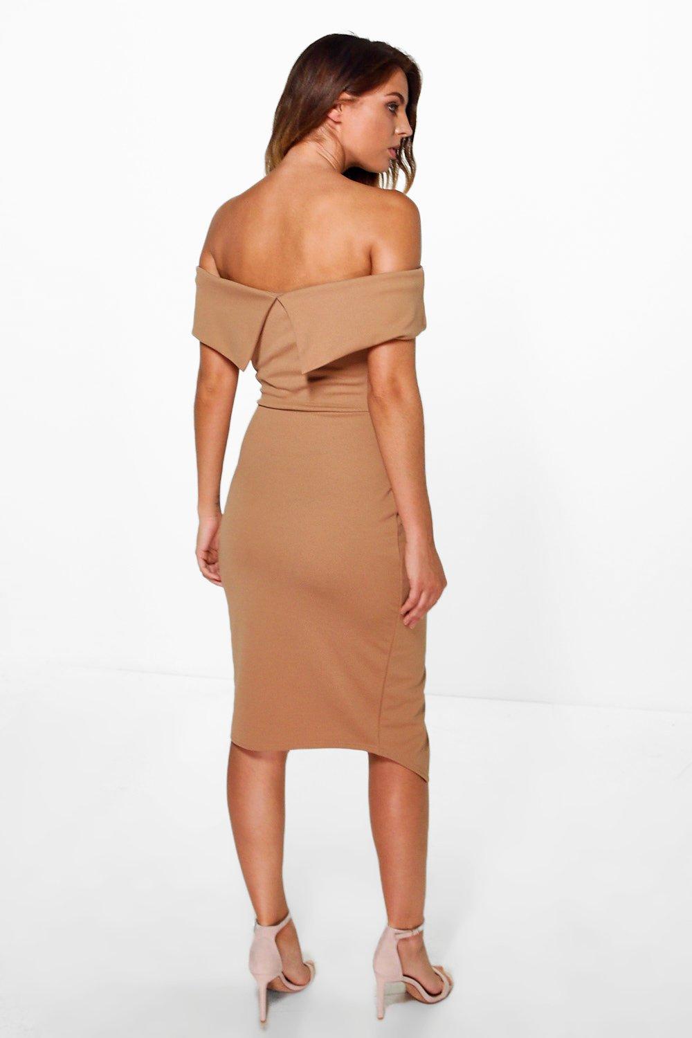 Phillis Off Shoulder Wrap Skirt Midi Dress