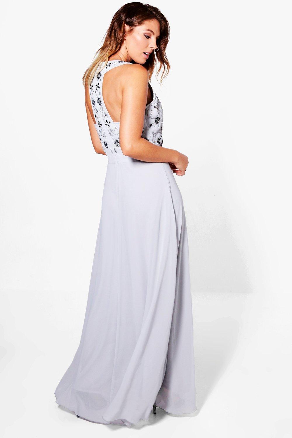 vestido largo floral con adornos orla boutique boohoo