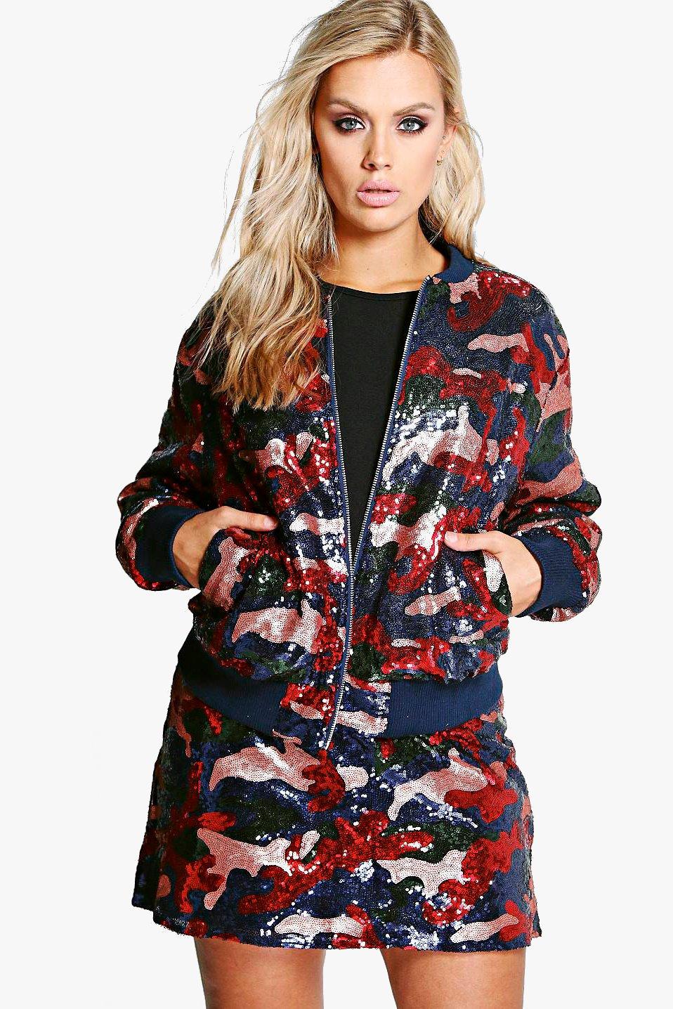 Sequin camo hot sale bomber jacket