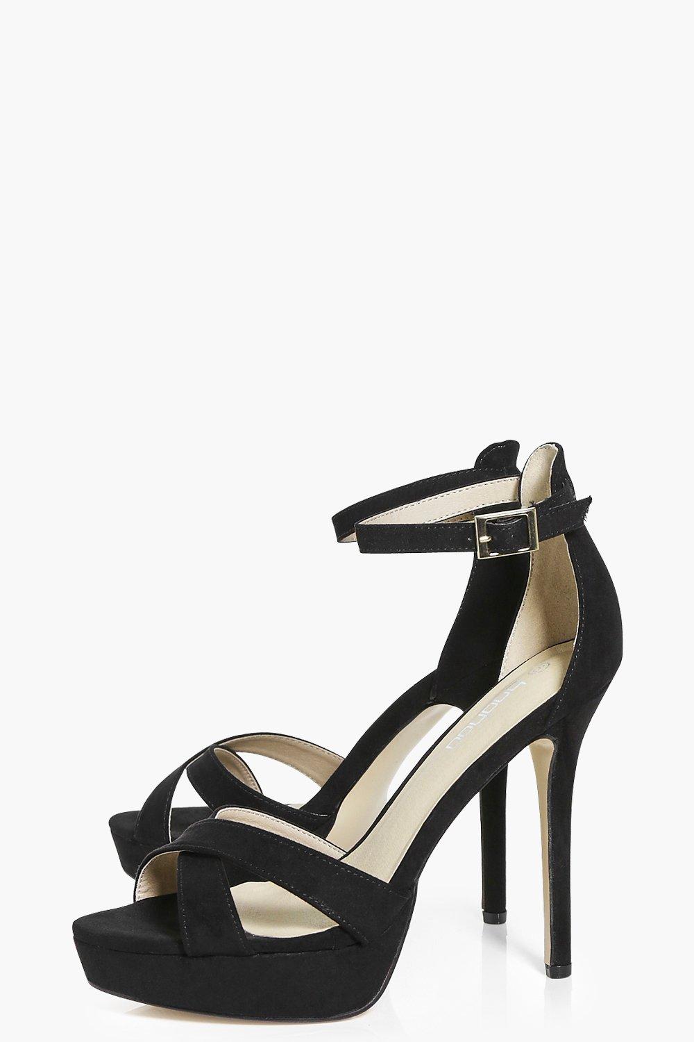 Cross Front Platform Heels | boohoo