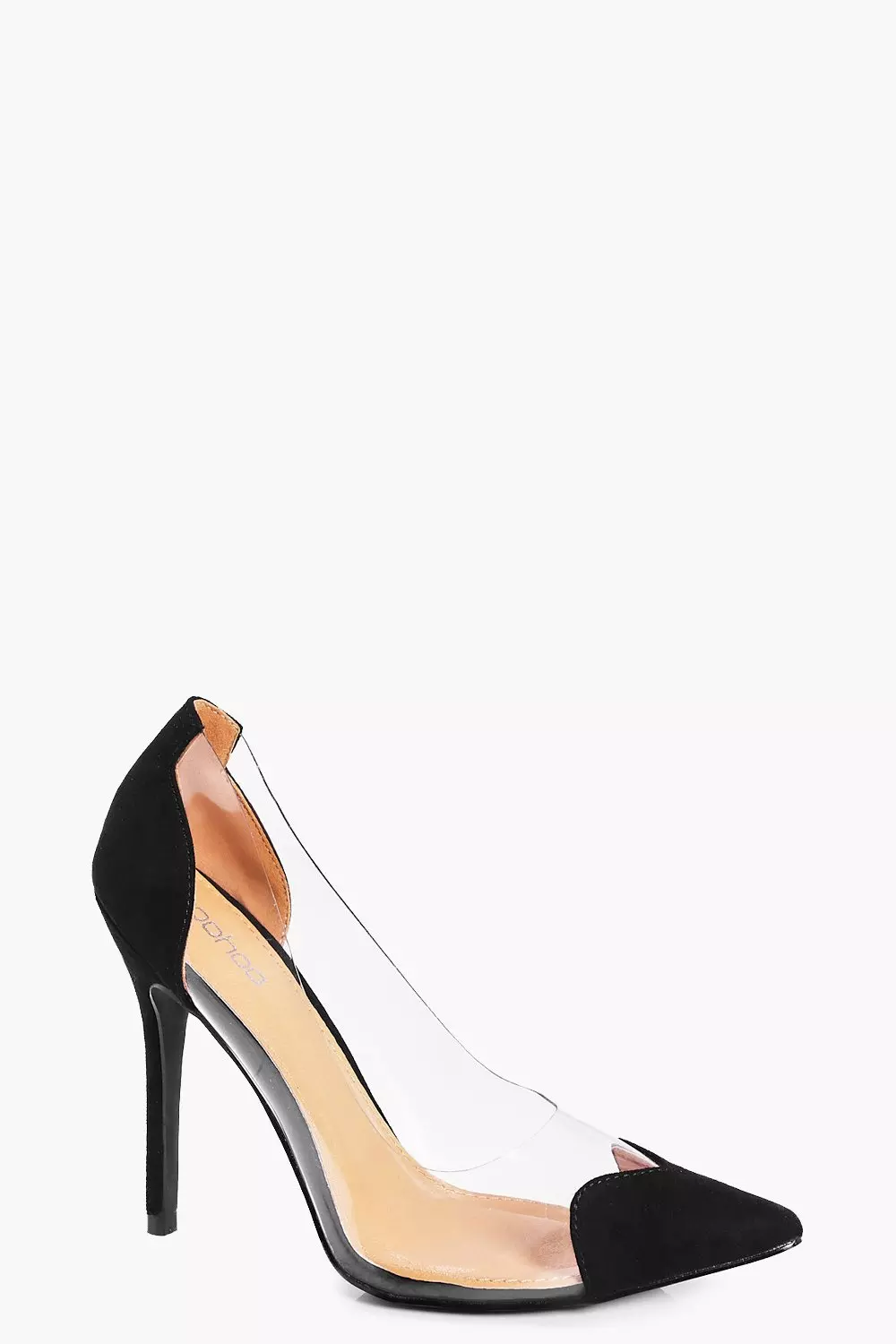 Black heels with store clear sides