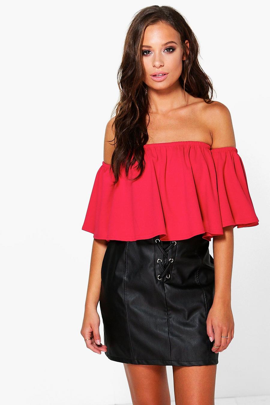 Lacey Flared Sleeve Off The Shoulder Top image number 1