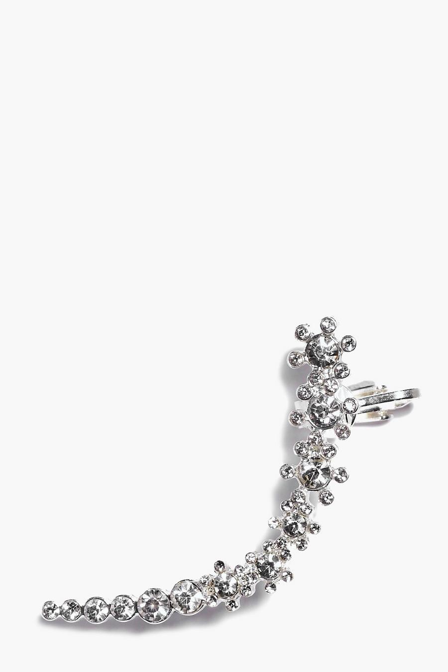 Silver Alexandra Diamante Floral Ear Cuff image number 1