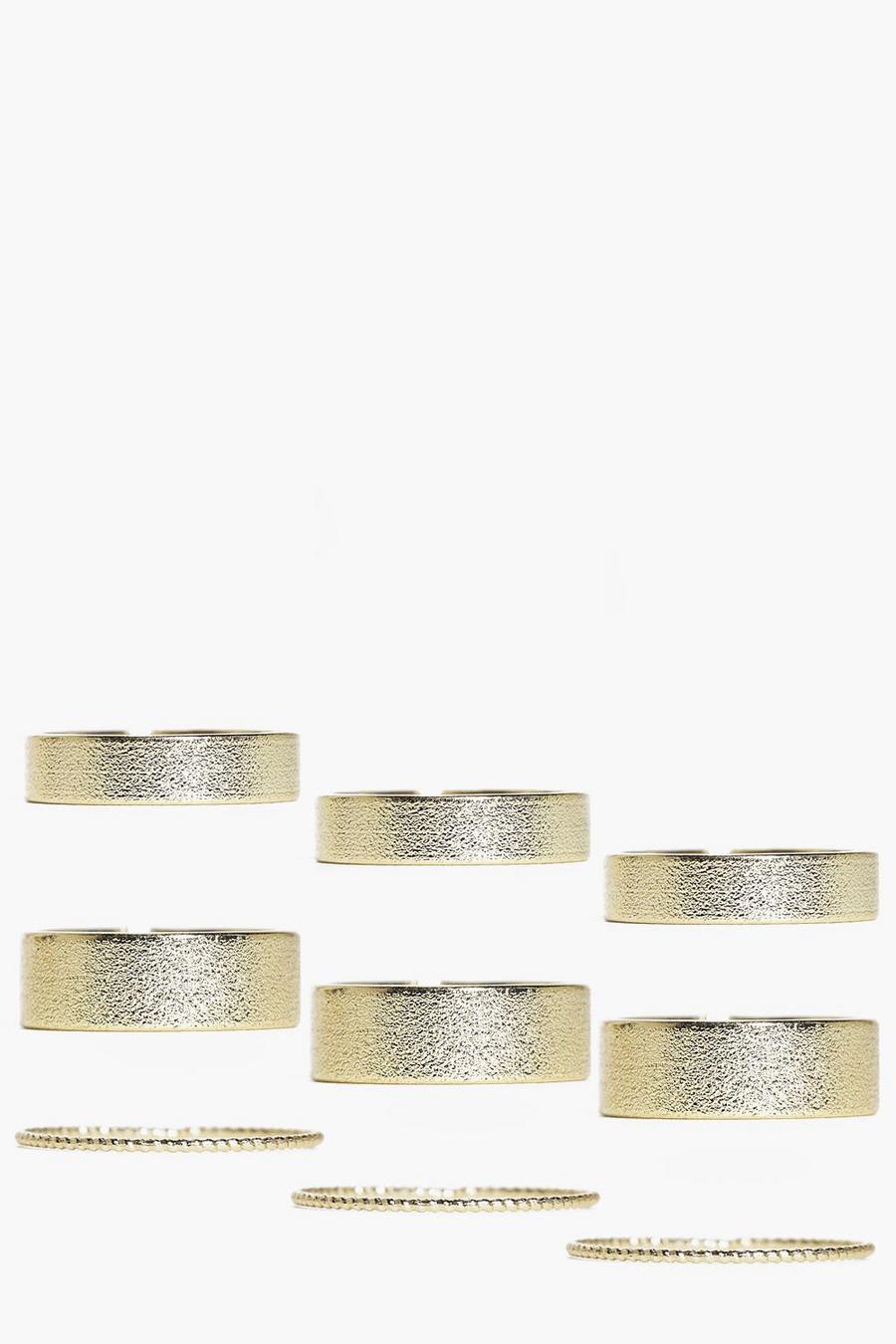 Gold metallic Cerys Mixed Size Sparkle Finish Ring Pack image number 1