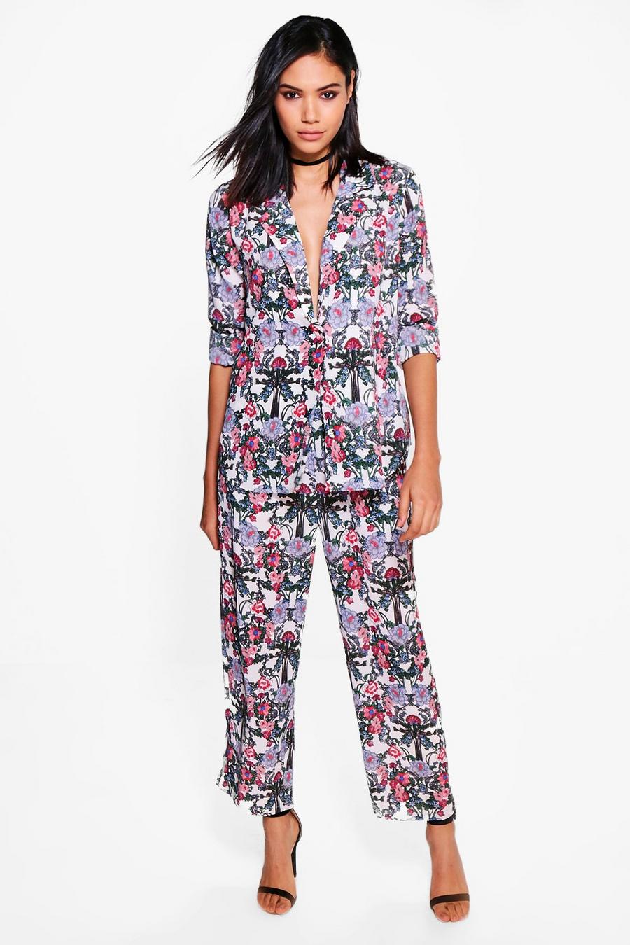 Red Jenna Botanical Floral Woven Pajama Style Two-Piece image number 1