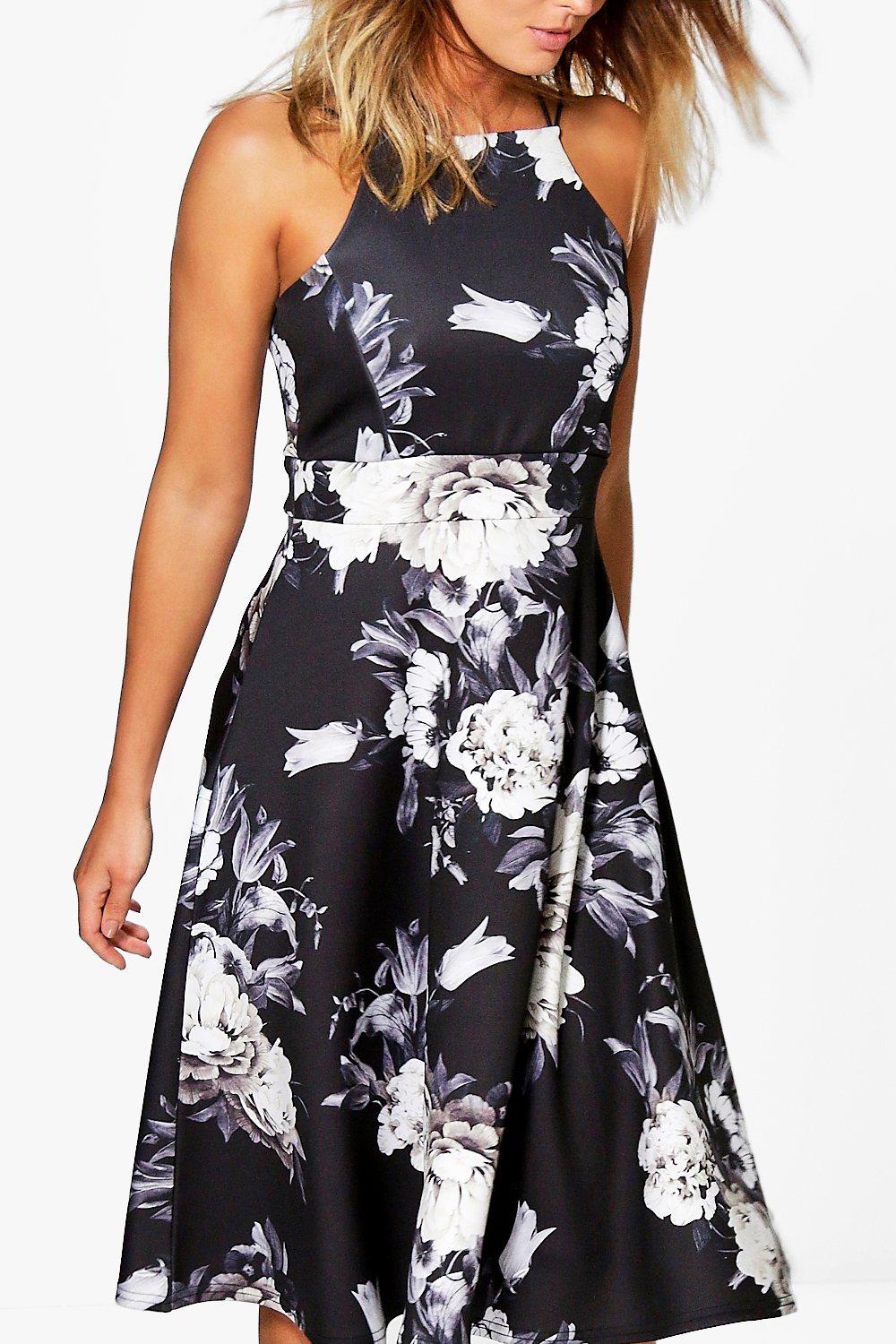 Boohoo black hot sale floral dress