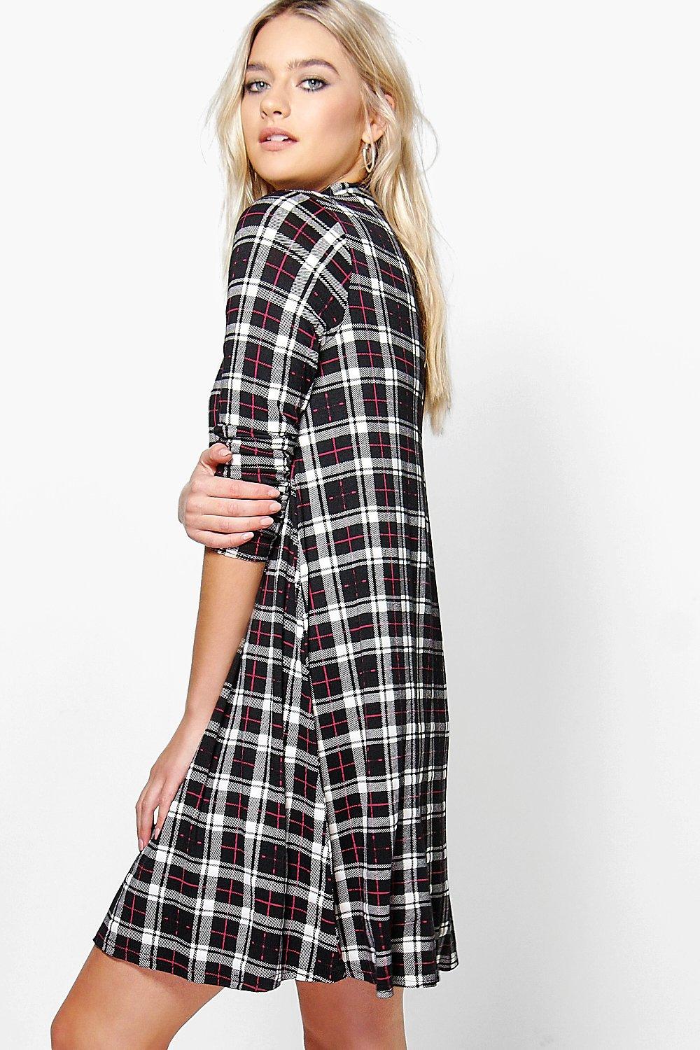 checked swing dress