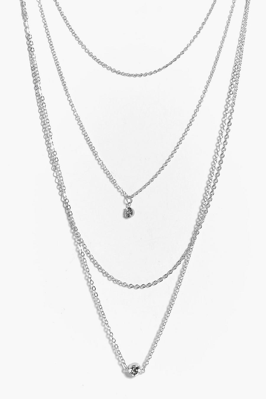 Silver argent Kara Multi Chain Pendant Layered Necklace image number 1