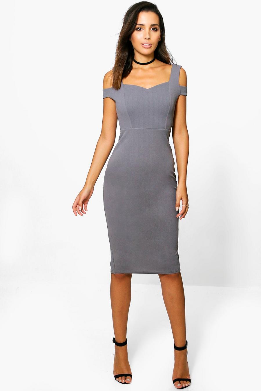 Smoke grey Camilla Off The Shoulder Strap Cut Out Midi Dress image number 1