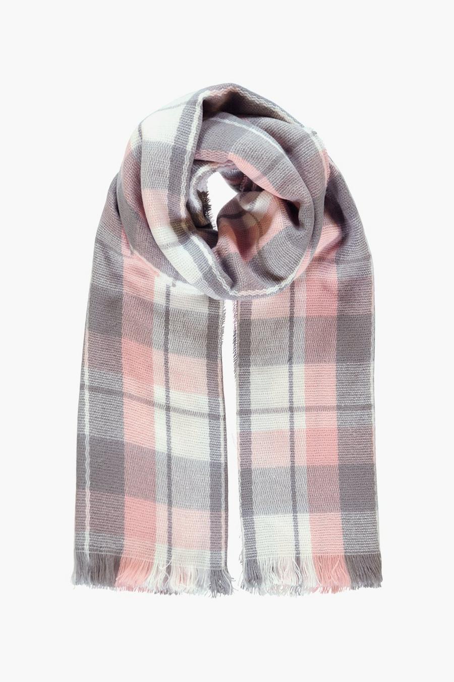 Blush pink Lucie Check Plaid Blanket Scarf image number 1