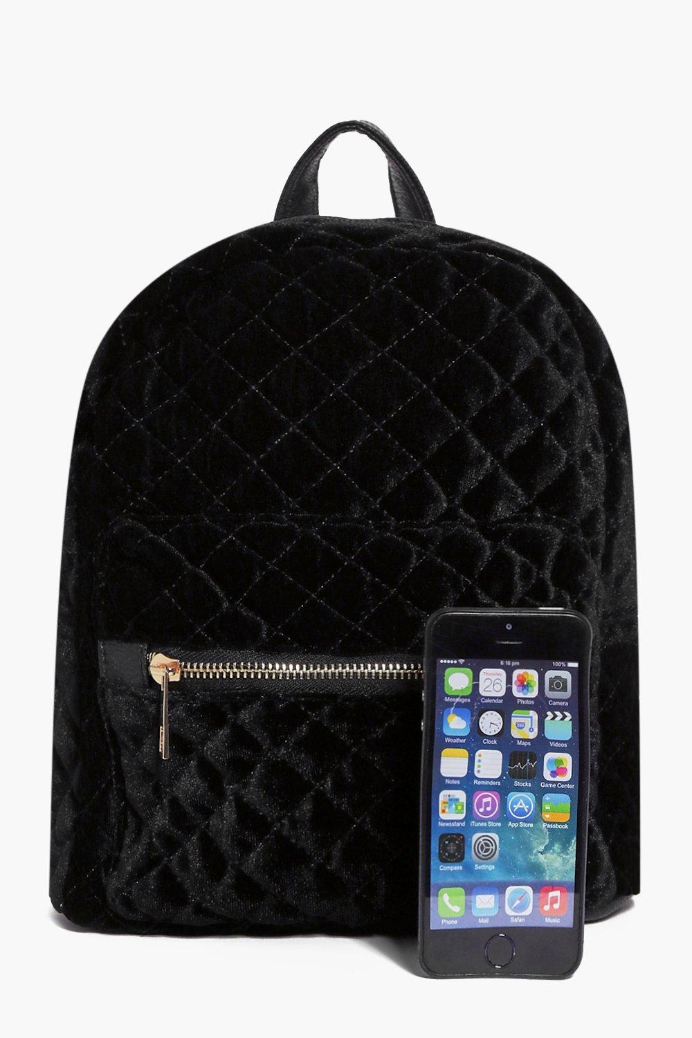 Phoebe Quilted Velvet Backpack