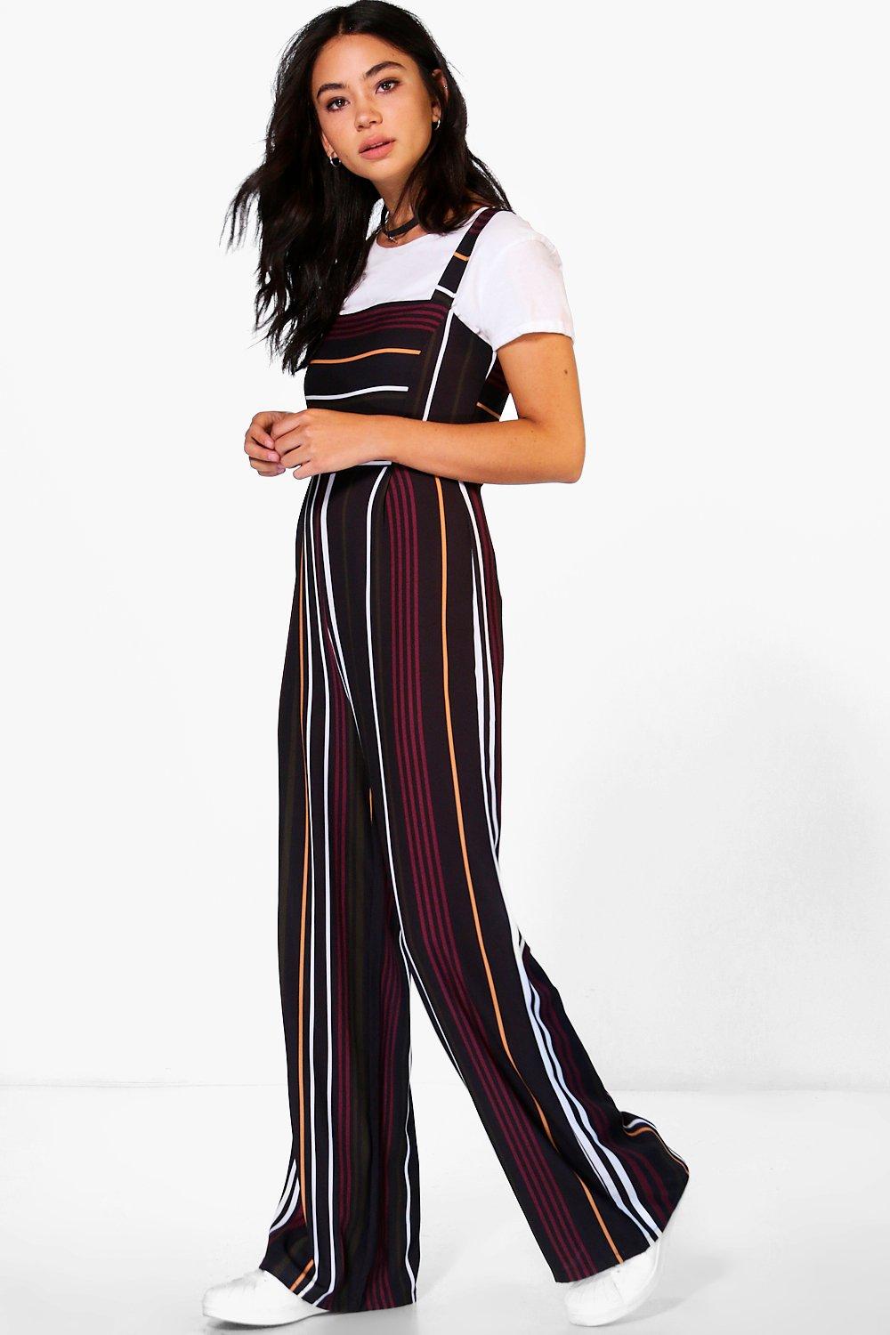 maroon striped jumpsuit