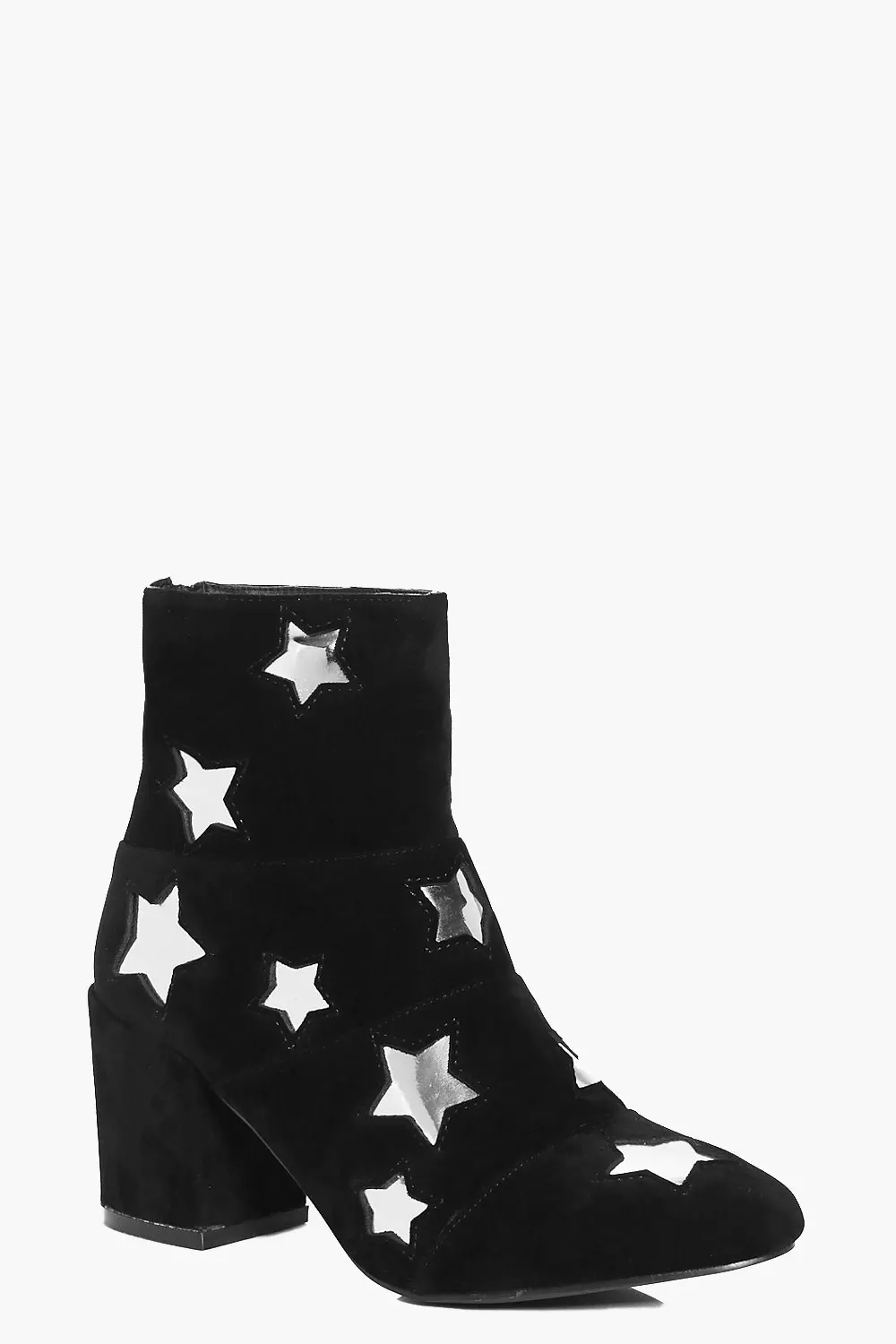 Black Frances Star Detail Block Heel Boot alternative image