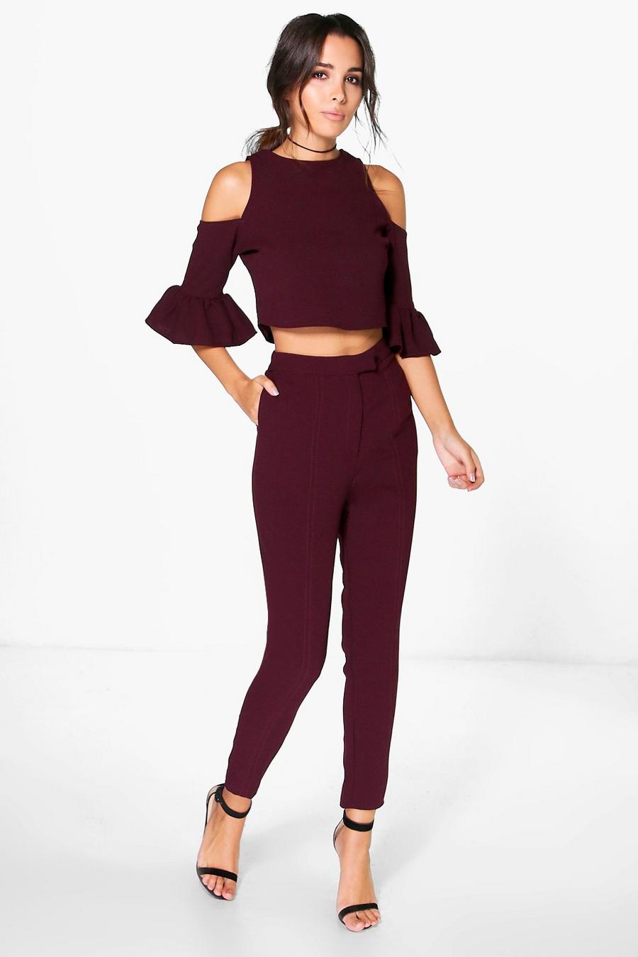 Merlot red Sarah Woven Tailored Trouser image number 1